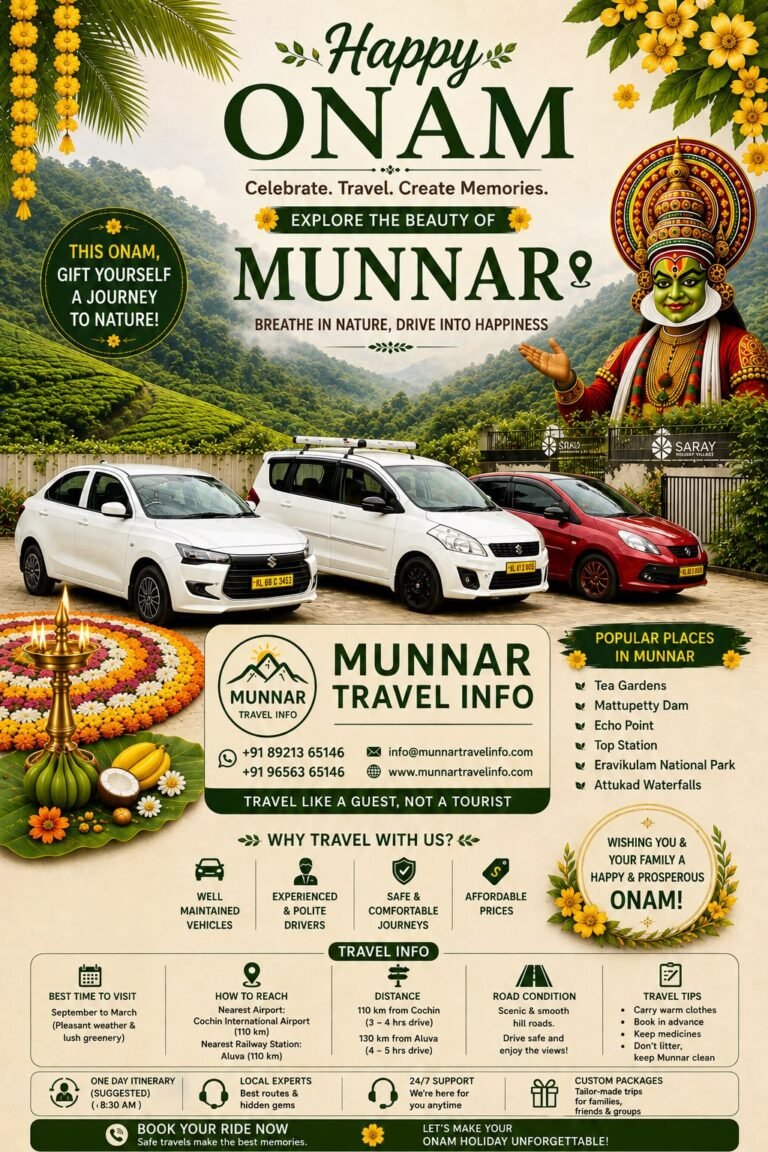 Happy Onam celebration and Munnar holiday travel by Munnar Travel Info